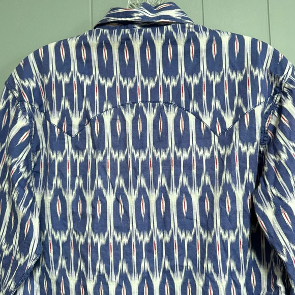 Rock & Roll Cowboy Ikat Southwestern Print Pearl Snap Western Shirt Size Small - Picture 5 of 11